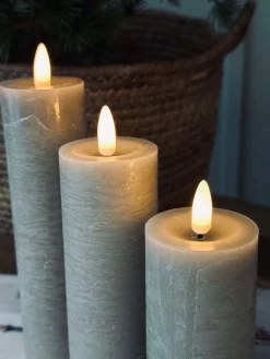 LED Bloklys / Sand – 3 stk Rustik dia 5 cm