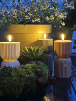 LED Bloklys Beige timeglas - Udendørs