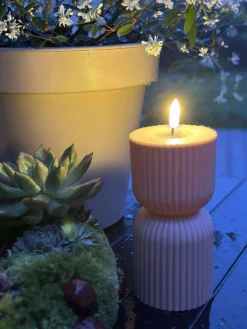 LED Bloklys Beige timeglas - Udendørs