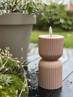 LED Bloklys Beige timeglas - Udendørs