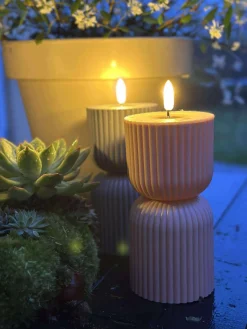 LED Bloklys Beige timeglas - Udendørs