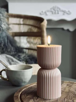 LED Bloklys Beige timeglas - Udendørs