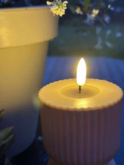 LED Bloklys Beige timeglas - Udendørs