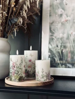 LED bloklys FLORA – Sæt med 3 stk og fjernbetjening