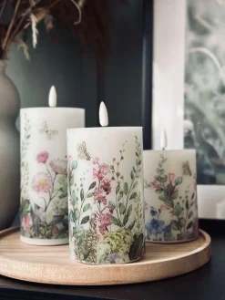 LED bloklys FLORA – Sæt med 3 stk og fjernbetjening