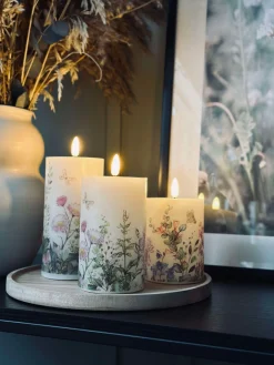 LED bloklys FLORA – Sæt med 3 stk og fjernbetjening