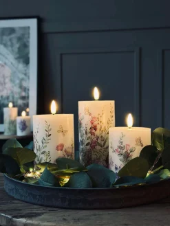 LED bloklys FLORA – Sæt med 3 stk og fjernbetjening