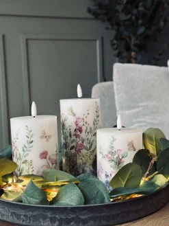 LED bloklys FLORA – Sæt med 3 stk og fjernbetjening