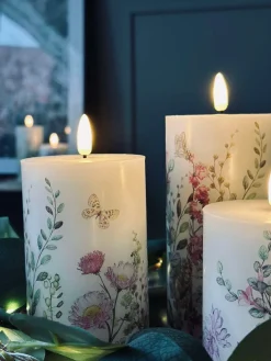 LED bloklys FLORA – Sæt med 3 stk og fjernbetjening