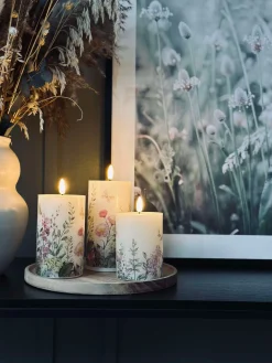 LED bloklys FLORA – Sæt med 3 stk og fjernbetjening