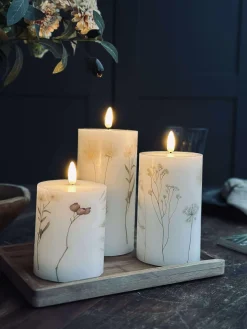 LED bloklys FLOWER – Sæt m. 3 stk og fjernbetjening