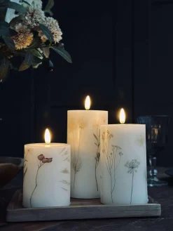 LED bloklys FLOWER – Sæt m. 3 stk og fjernbetjening