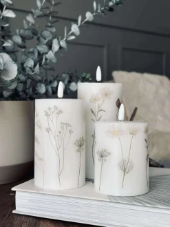 LED bloklys FLOWER – Sæt m. 3 stk og fjernbetjening