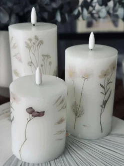 LED bloklys FLOWER – Sæt m. 3 stk og fjernbetjening