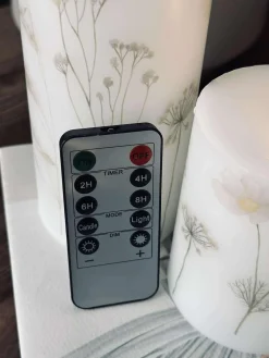 LED bloklys FLOWER – Sæt m. 3 stk og fjernbetjening