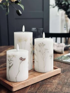 LED bloklys FLOWER – Sæt m. 3 stk og fjernbetjening