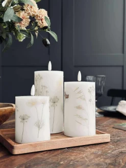 LED bloklys FLOWER – Sæt m. 3 stk og fjernbetjening