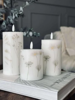 LED bloklys FLOWER – Sæt m. 3 stk og fjernbetjening