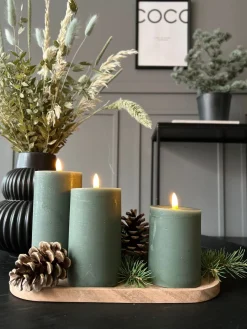 LED Bloklys Grøn - Sæt af 3 stk med fjernbetjening