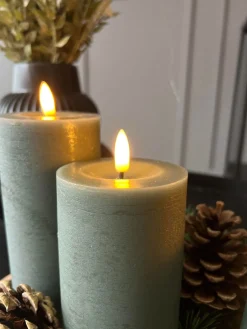 LED Bloklys Grøn - Sæt af 3 stk med fjernbetjening