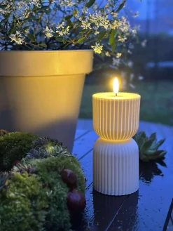 LED Bloklys Hvid timeglas - Udendørs