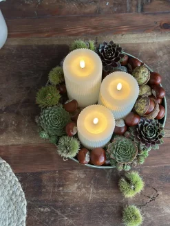 LED Bloklys med riller - Sæt med 3 stk ink fjernbetjening