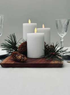 LED Bloklys med riller - Sæt med 3 stk ink fjernbetjening