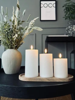 LED Bloklys med riller - Sæt med 3 stk ink fjernbetjening