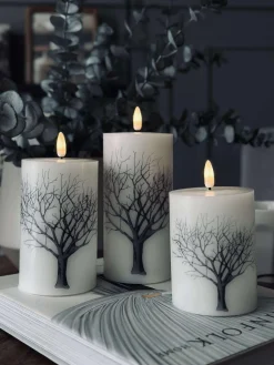 LED bloklys Nature – Sæt m. 3 stk og fjernbetjening