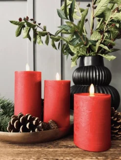 LED Bloklys Rød - Sæt af 3 stk med fjernbetjening