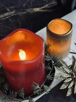 LED Bloklys Rød med timer - 7x9 cm