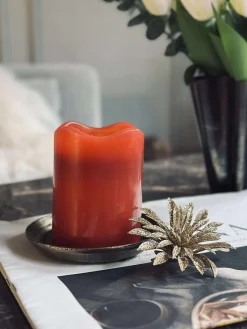 LED Bloklys Rød med timer - 7x9 cm