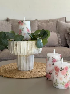 LED bloklys Roser – Sæt m. 3 stk og fjernbetjening