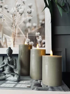 LED Bloklys Sand - Sæt af 3 stk med fjernbetjening