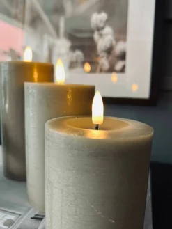 LED Bloklys Sand - Sæt af 3 stk med fjernbetjening