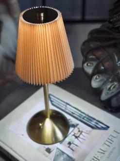 LED bordlampe Plisse´ beige - genopladelig