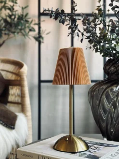 LED bordlampe Plisse´ beige - genopladelig