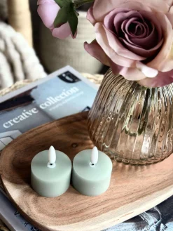 LED Fyrfadslys 2 stk - Mint voks