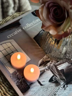 LED Fyrfadslys 2 stk - Rosa voks