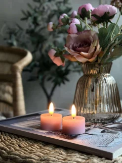 LED Fyrfadslys 2 stk - Rosa voks