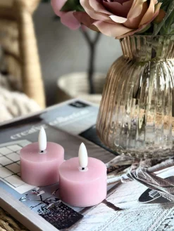 LED Fyrfadslys 2 stk - Rosa voks