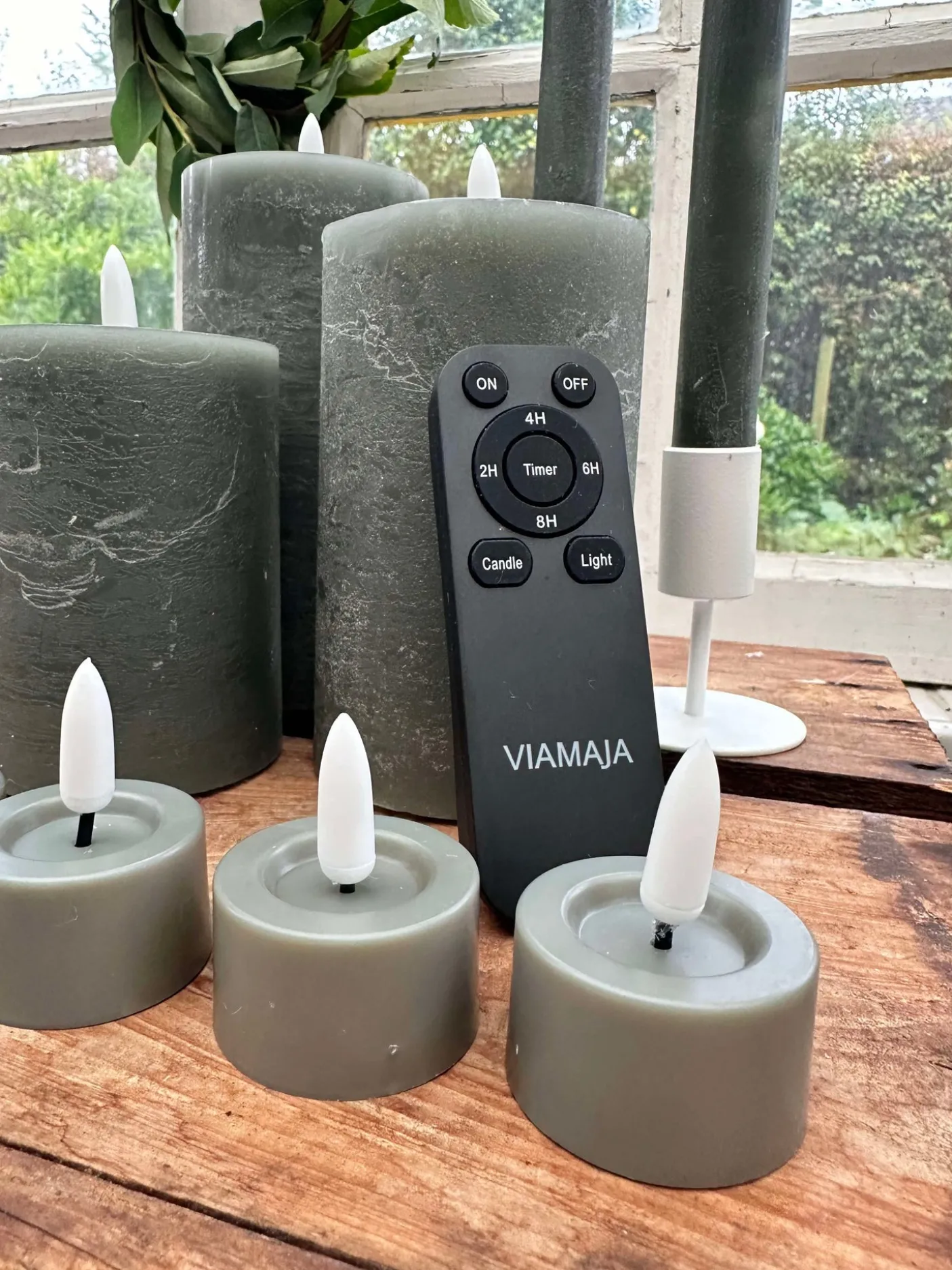 LED Lys pakke med 9 LED lys - grå/grøn