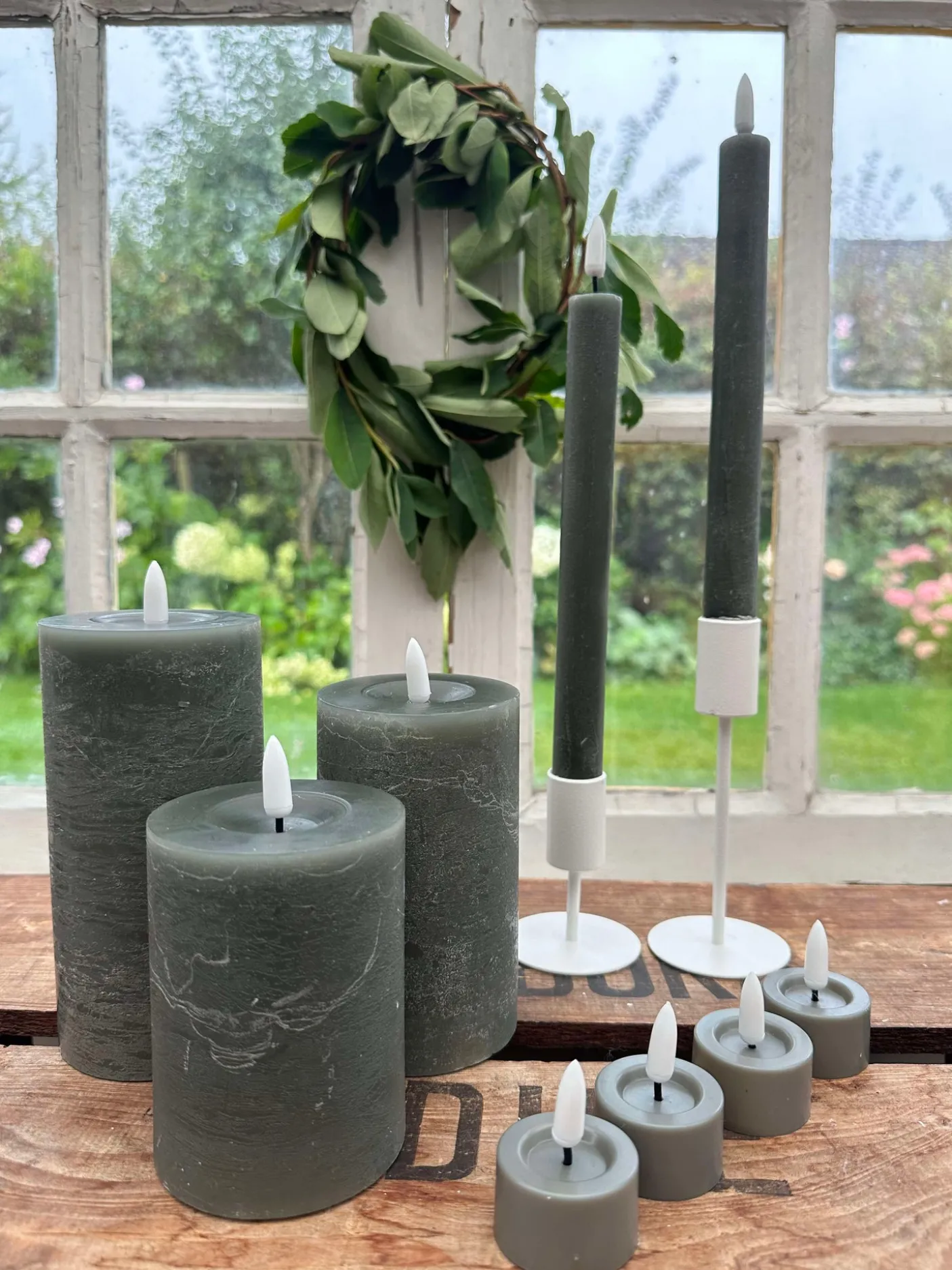 LED Lys pakke med 9 LED lys - grå/grøn