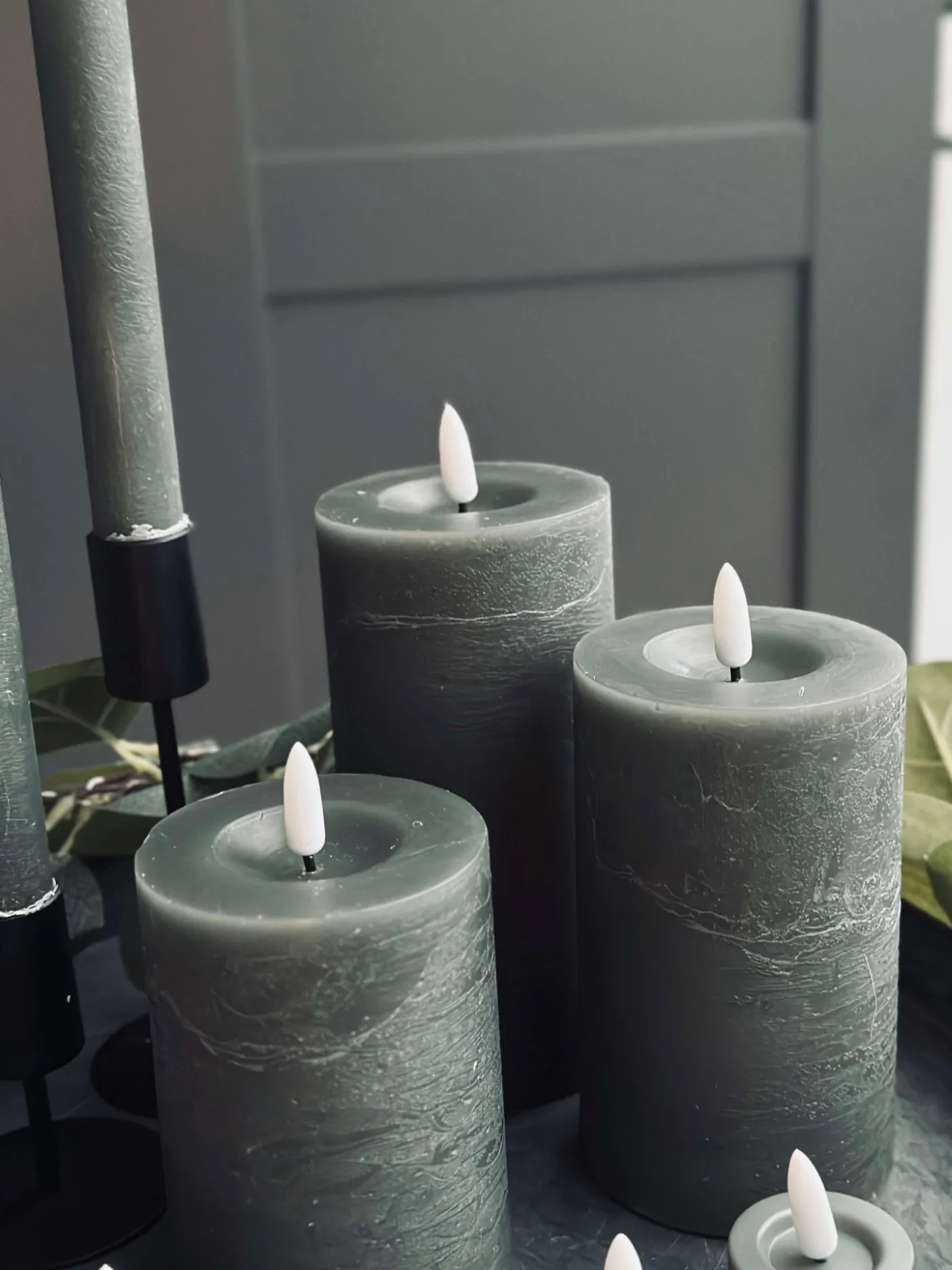 LED Lys pakke med 9 LED lys - grå/grøn