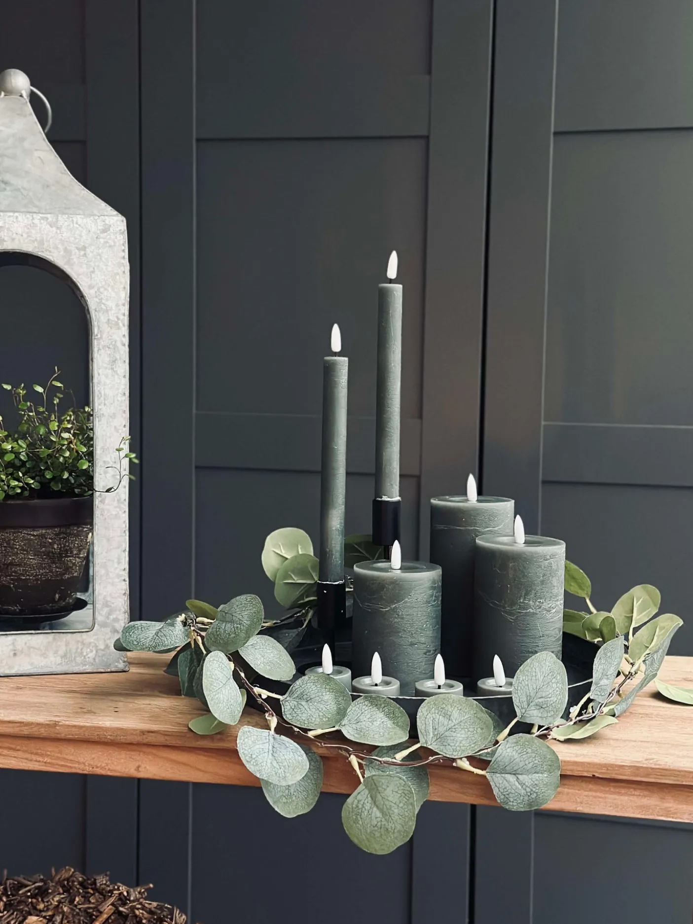 LED Lys pakke med 9 LED lys - grå/grøn