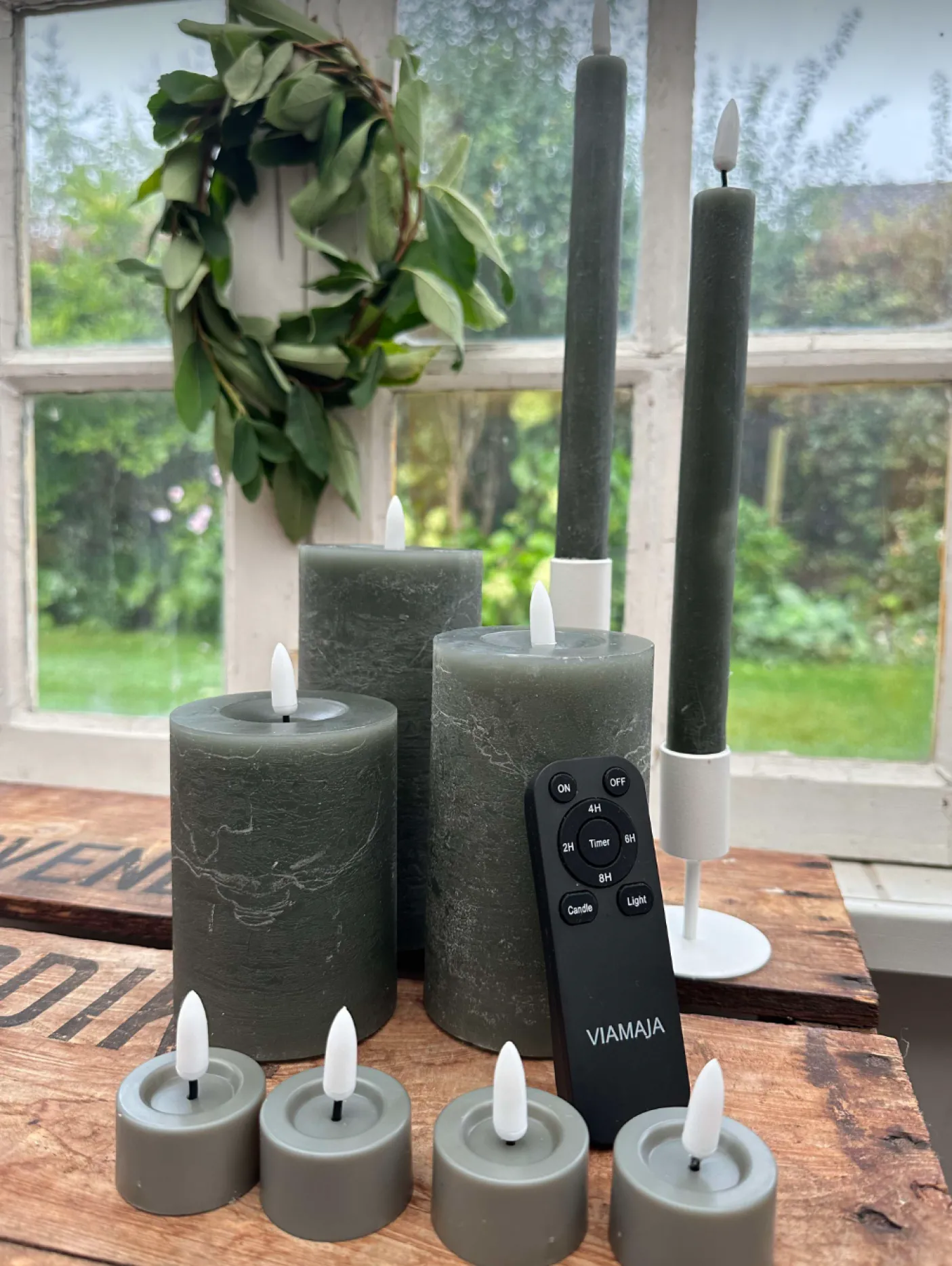 LED Lys pakke med 9 LED lys - grå/grøn