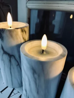 LED marmor bloklys 15cm Grå