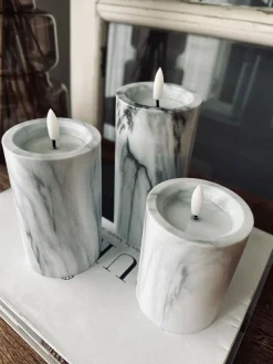 LED marmor bloklys 15cm Grå