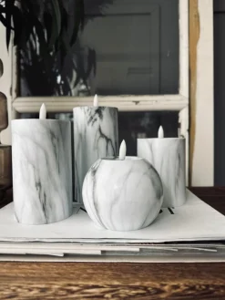 LED marmor bloklys 15cm Grå