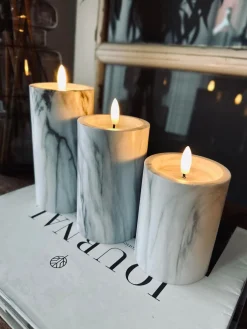 LED marmor bloklys Grå 12,5cm